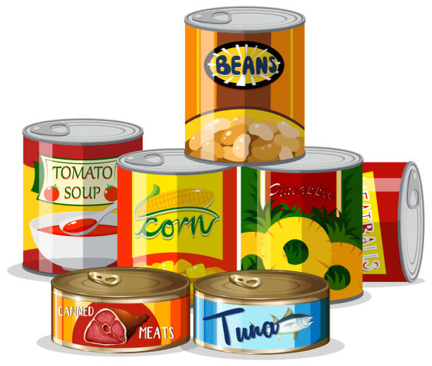 Set of canned food illustration